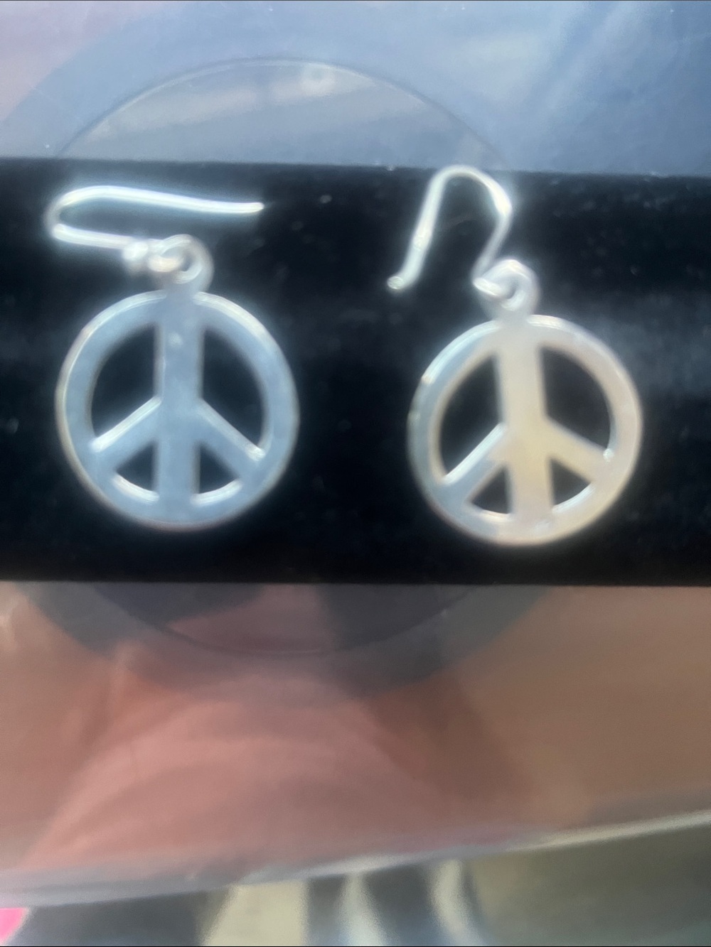 Silver Peace Symbol Dangle Earrings - Women's Fashion